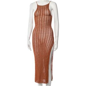 Elegant Brown Sleeveless Dress